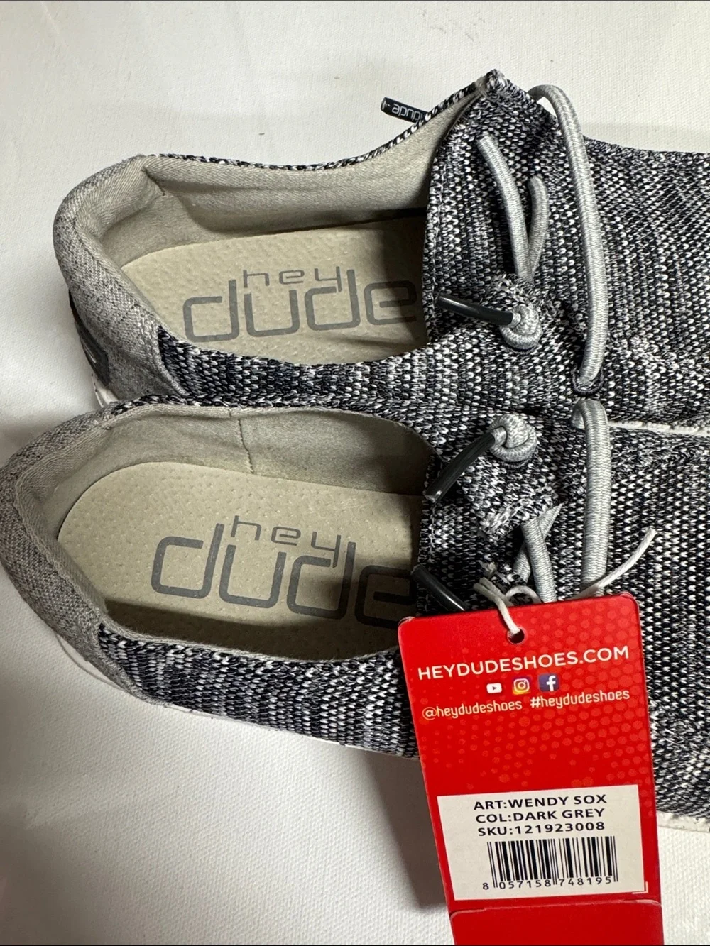 Hey Dude Canvas Shoes Womens 6 Gray Slip On Wendy Sox